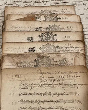 Load image into Gallery viewer, Original 1600s Stamped Antique French Script Document Pages