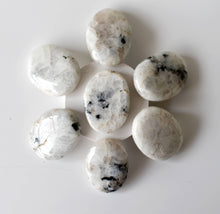 Load image into Gallery viewer, Palm Stone | Rainbow Moonstone | Thumb Crystal | Pocket Gems: Thumb Indent (Worry Stone)