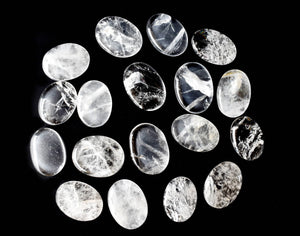 Palm Stone | Crystal Quartz |Thumb Crystal | Pocket Gemstone: Flat Back Side(Flat Stone)