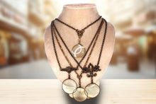 Load image into Gallery viewer, Antique Gold Victorian Monocle Magnify Glass Necklaces, each: Fleur De Lis Monocle Necklace