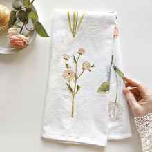 Load image into Gallery viewer, Garden flowers tea towel