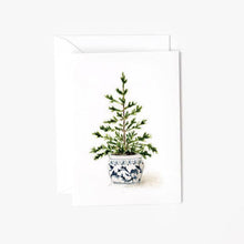Load image into Gallery viewer, Blue potted tree mini enclosure notecard