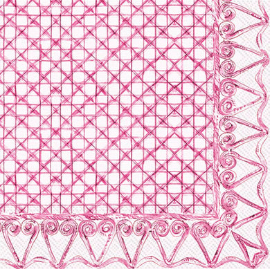 Paper Cocktail Napkins 20ct Botanical Cane Pink Rosanne Beck