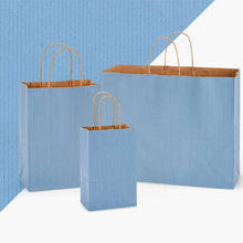 Load image into Gallery viewer, Recycled Shadow Stripe Kraft Paper Retail Shopping Bags: Apple Green / 100 Pack / Rose 5.5x3.25x8.375"
