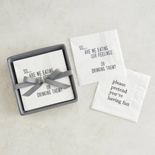 Load image into Gallery viewer, Face to Face Paper Cocktail Napkins - Please Pretend: Material