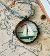 Load image into Gallery viewer, Sail No. 8 ~ Art Locket Ornament Nautical Boat Handmade 