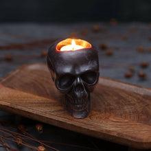 Load image into Gallery viewer, Sculpted Skull Candle – 100% Beeswax – Black - Handcrafted