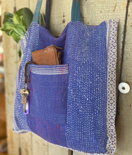 Load image into Gallery viewer, Kantha Pocket Tote Bag | Recycled Cotton Unique