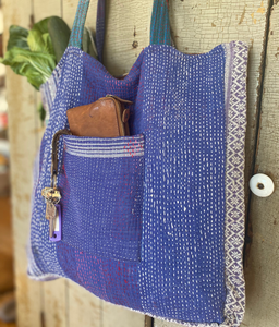 Kantha Pocket Tote Bag | Recycled Cotton Unique