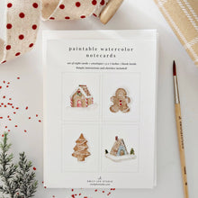 Load image into Gallery viewer, Gingerbread paintable notecards