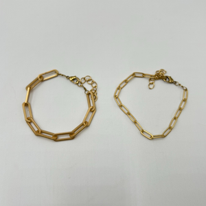 Matte Gold Paperclip Chain Bracelet: Large