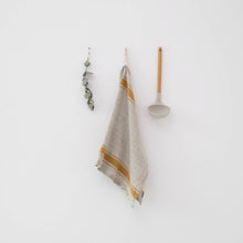 Load image into Gallery viewer, Mustard Stripe Vintage Linen Kitchen Towel