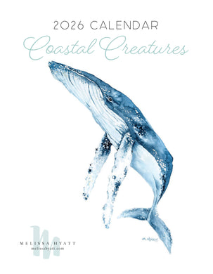2026 Watercolor Coastal Creatures wall calendar