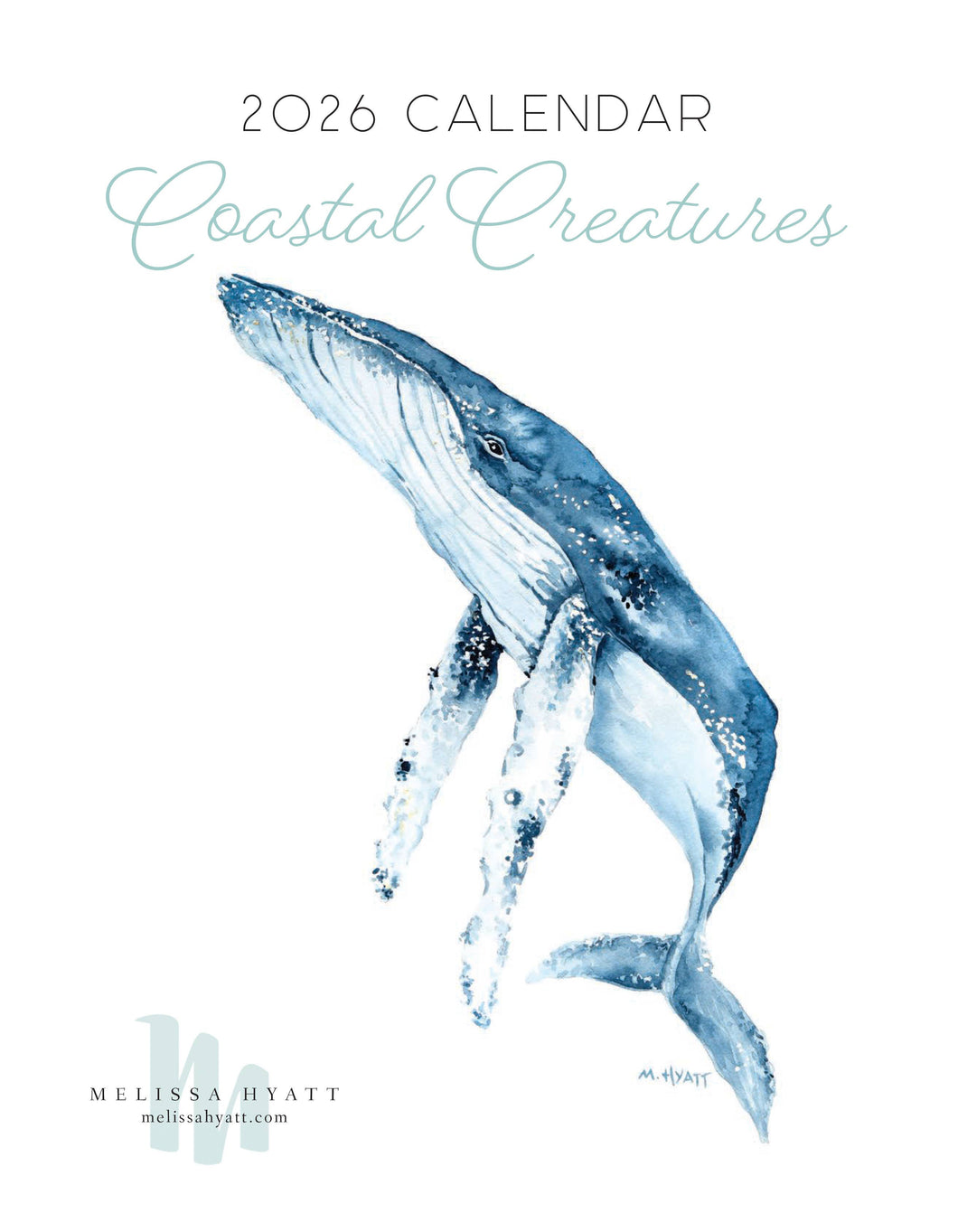 2026 Watercolor Coastal Creatures wall calendar