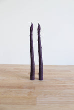 Load image into Gallery viewer, Purple Asparagus Beeswax Candle Taper Pair