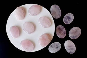 Palm Stone | Rose Quartz | Thumb Crystal | Pocket Gemstone: Flat Back Side(Flat Stone)