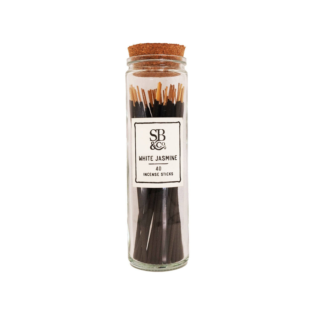 White Jasmine Incense in Glass Jar- 40 sticks