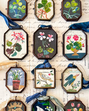 Load image into Gallery viewer, Cerise Folk Bird ~ Art Locket Ornament Vintage Handmade 