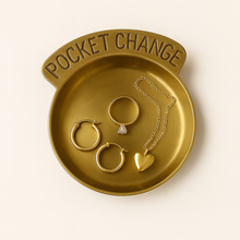 Load image into Gallery viewer, Pocket Change Dish Antique Brass Vintage Jewelry TrinketTray
