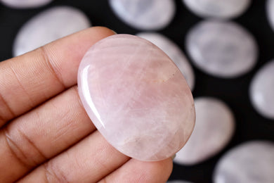 Palm Stone | Rose Quartz | Thumb Crystal | Pocket Gemstone: Flat Back Side(Flat Stone)