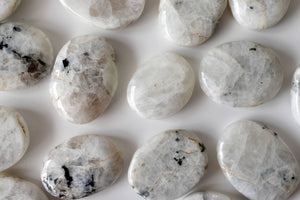 Palm Stone | Rainbow Moonstone | Thumb Crystal | Pocket Gems: Thumb Indent (Worry Stone)