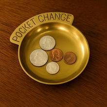 Load image into Gallery viewer, Pocket Change Dish Antique Brass Vintage Jewelry TrinketTray