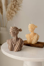Load image into Gallery viewer, Artemis Bust Candle Greek Goddess Soy Wax Statue: Grey / Unscented