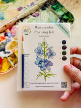 Load image into Gallery viewer, Larkspur Watercolor Kit | July Birth Month Flower