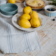 Load image into Gallery viewer, Grey Blue Wide Stripe Rustic Linen Kitchen Towel