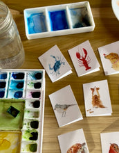 Load image into Gallery viewer, "Lobster" mini coastal enclosure card &amp; envelope watercolor
