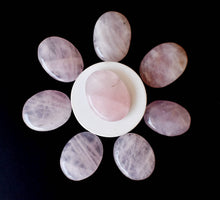 Load image into Gallery viewer, Palm Stone | Rose Quartz | Thumb Crystal | Pocket Gemstone: Flat Back Side(Flat Stone)