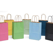 Load image into Gallery viewer, Recycled Shadow Stripe Kraft Paper Retail Shopping Bags: Apple Green / 100 Pack / Rose 5.5x3.25x8.375"