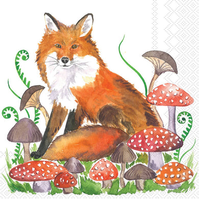 Paper Cocktail Napkin Pack of 20 Fox & Mushrooms Fall