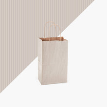 Load image into Gallery viewer, Recycled Shadow Stripe Kraft Paper Retail Shopping Bags: French Blue / 100 Pack / Cub 8x4.75x10.5"