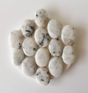 Palm Stone | Rainbow Moonstone | Thumb Crystal | Pocket Gems: Thumb Indent (Worry Stone)