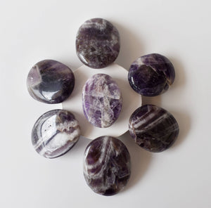 Palm Stones | Amethyst | Thumb Crystal | Pocket Gemstone: Flat Back Side(Flat Stone)