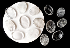 Palm Stone | Crystal Quartz |Thumb Crystal | Pocket Gemstone: Flat Back Side(Flat Stone)