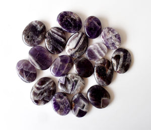 Palm Stones | Amethyst | Thumb Crystal | Pocket Gemstone: Flat Back Side(Flat Stone)