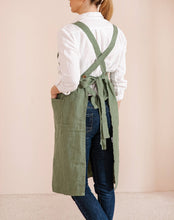 Load image into Gallery viewer, Linen pinafore apron dress in various colors: Green
