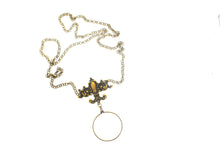 Load image into Gallery viewer, Antique Gold Victorian Monocle Magnify Glass Necklaces, each: Fleur De Lis Monocle Necklace