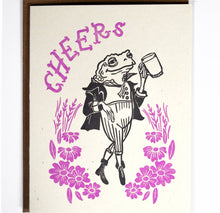 Load image into Gallery viewer, Cheers Frog! Letterpress greeting card