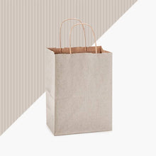Load image into Gallery viewer, Recycled Shadow Stripe Kraft Paper Retail Shopping Bags: French Blue / 100 Pack / Cub 8x4.75x10.5"