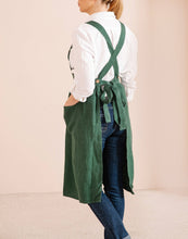Load image into Gallery viewer, Linen pinafore apron dress in various colors: Green