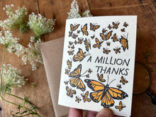 Load image into Gallery viewer, Million Thanks Butterfly Letterpress card