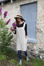Load image into Gallery viewer, Linen Pinafore ( Japanese Apron): One Size ( US 14 and up or for oversized/loose look) / Navy stripe