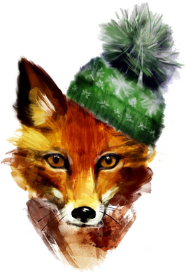 Holiday Fox  Hand Towel
