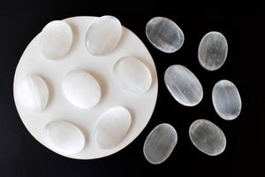 Palm Stone | Selenite | Thumb Crystal | Pocket Gemstone: Flat Back Side(Flat Stone)